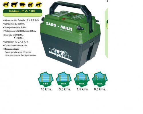 En B.A.R.ASTUR, disponemos de toda una gama de pastores, tanto con suministro eléctrico, como con batería, también con alimentación mediante placa solar, con lo que se consigue un ahorro importante de energía y una mayor duración de la batería.
Toda una gama con distintas potencias, adaptables a cualquier territorio, que se quiera controlar.
Marcas muy reconocidas, como ZAKO, NEON, TRIUNFO, ZERKO ETC. toda una garantía de calidad y servicio, a unos precios muy económicos.